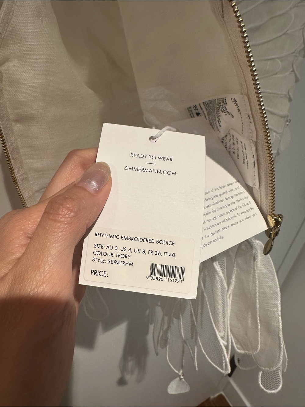 Zimmermann White Feather-Embellished V-Neck Camisole - Picture 2 of 5